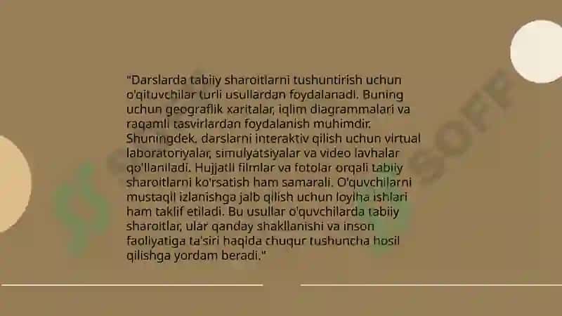 Tabiiy geografiya boshlangʻich kursida geografiya oʻqitish metodikasining ahamiyati 8