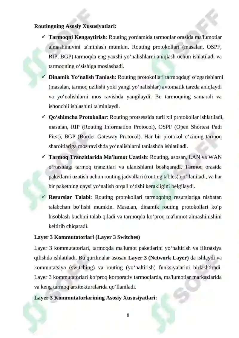 Kanal pog‘onasining protokollari (Frame Relay, ATM, Ethernet) 8