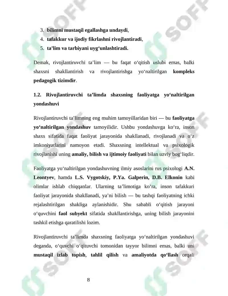 RIVOJLANTIRUVCHI TA’LIMNING PSIXO-PEDAGOGIK ASOSLARI 8
