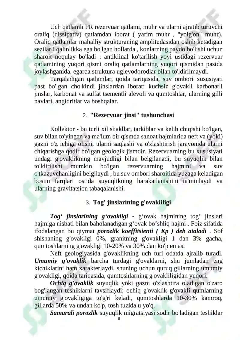 Neft va gaz geologiyasi KURS LOYIHASI 8