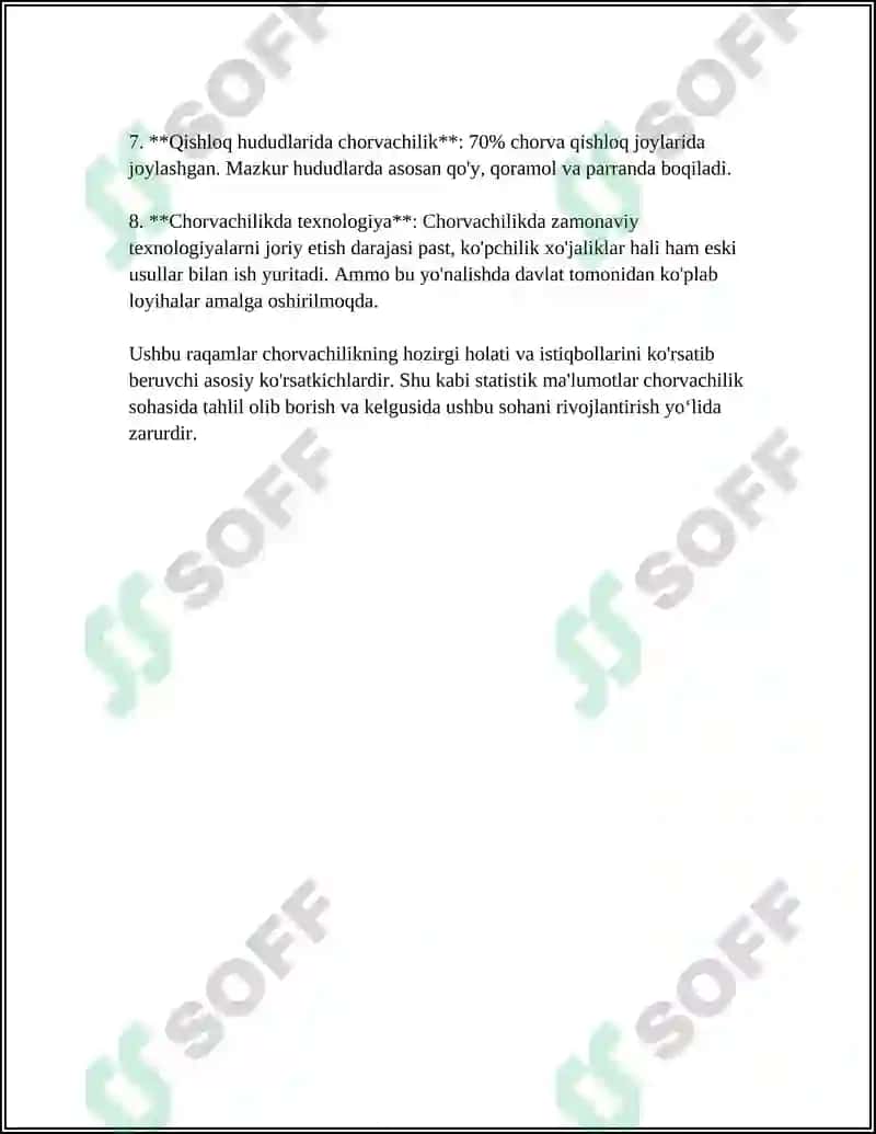 QISHLOQ XÓJALIGI STATISTIKASI 8