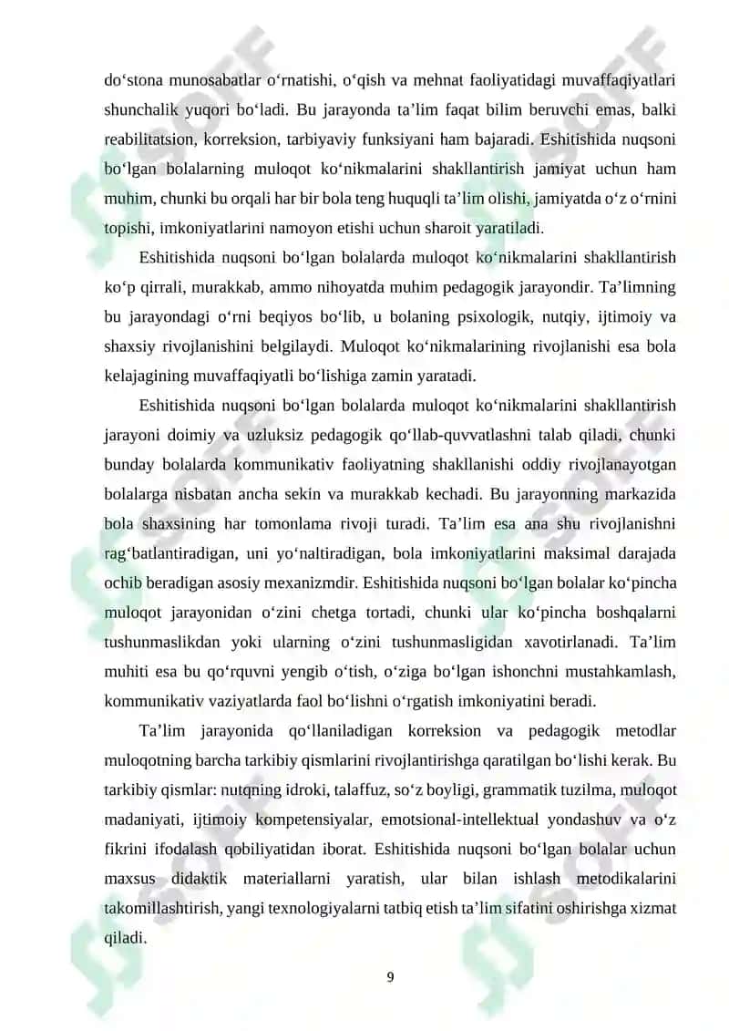 Eshitishida nuqsoni boʻlgan bolalarda ijtimoiy muloqot faoliyatida ta’limning ahamiyati 8