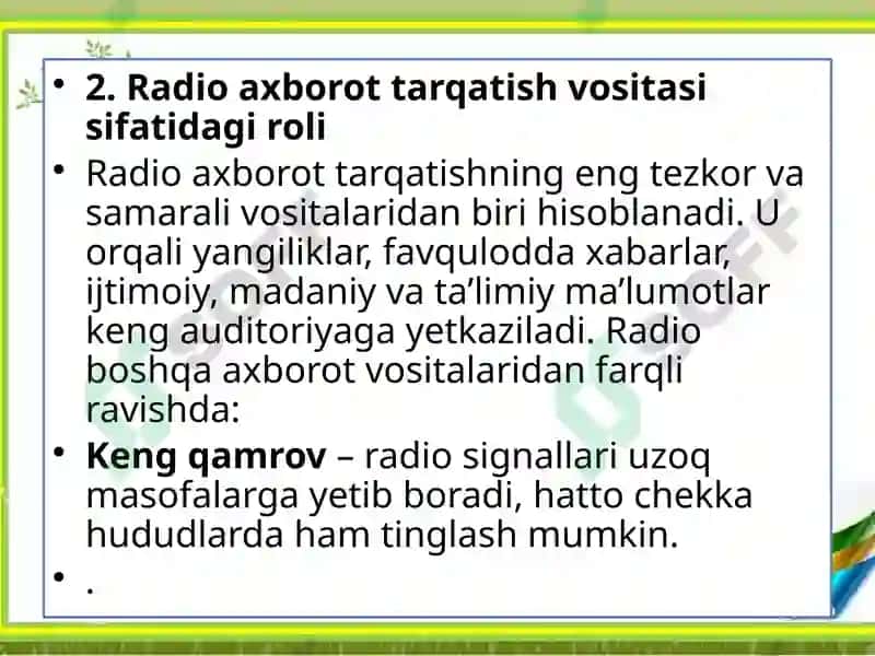 RADIO – TEZKOR XABAR BERISH VA AXBOROT TARQATISH VOSITASI 8