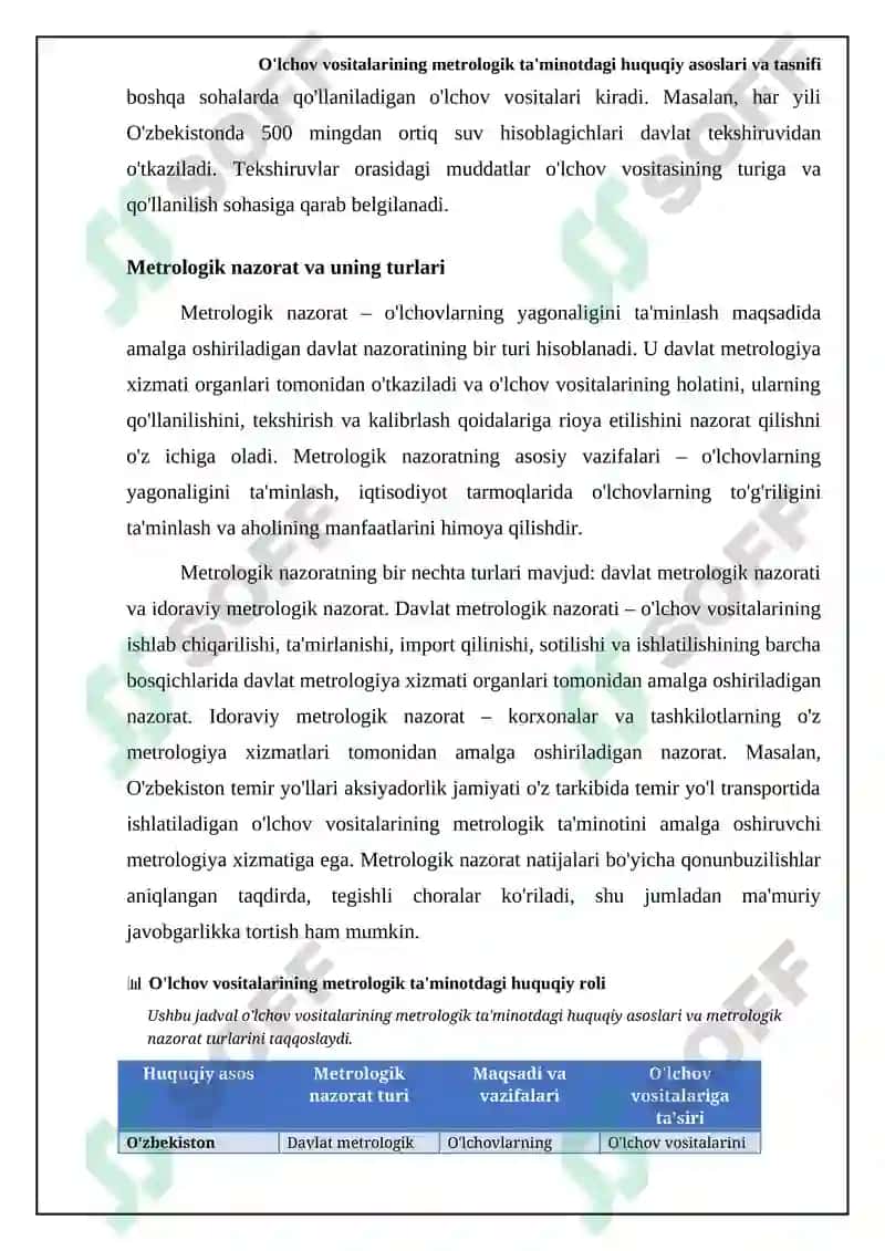 Metrologik taminotda o’lchash vositalarining xuquqiy o’rni 8