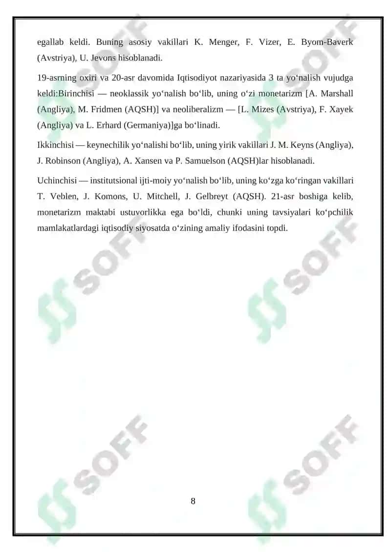 Iqtisodiy qonunlar va kategoriyalar, ularning amal qilish mexanizmi 8