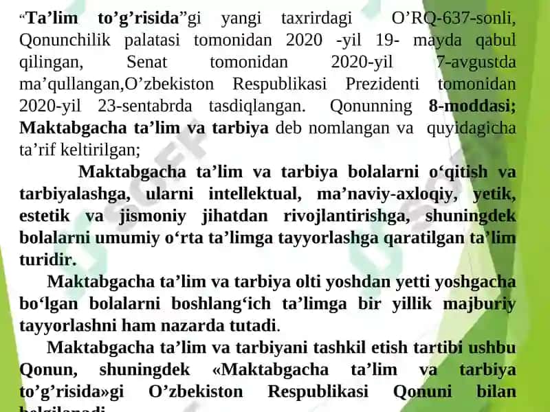 Bоlalarni maktab ta’limiga tayyorlash metоdikasi 8