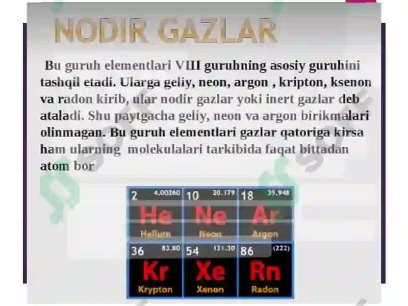 VIII guruh elementlari 8