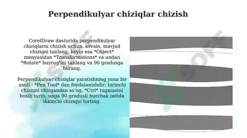 Corel Draw dasturida toʻgʻri va egri chiziqlar chizish 8