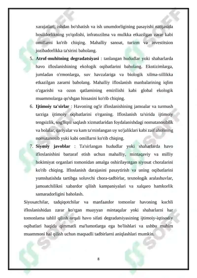 ATMOSFERA HAVOSI IFLOSLANISHINING IJTIMOIY IQTISODIY OQIBATLARI 8