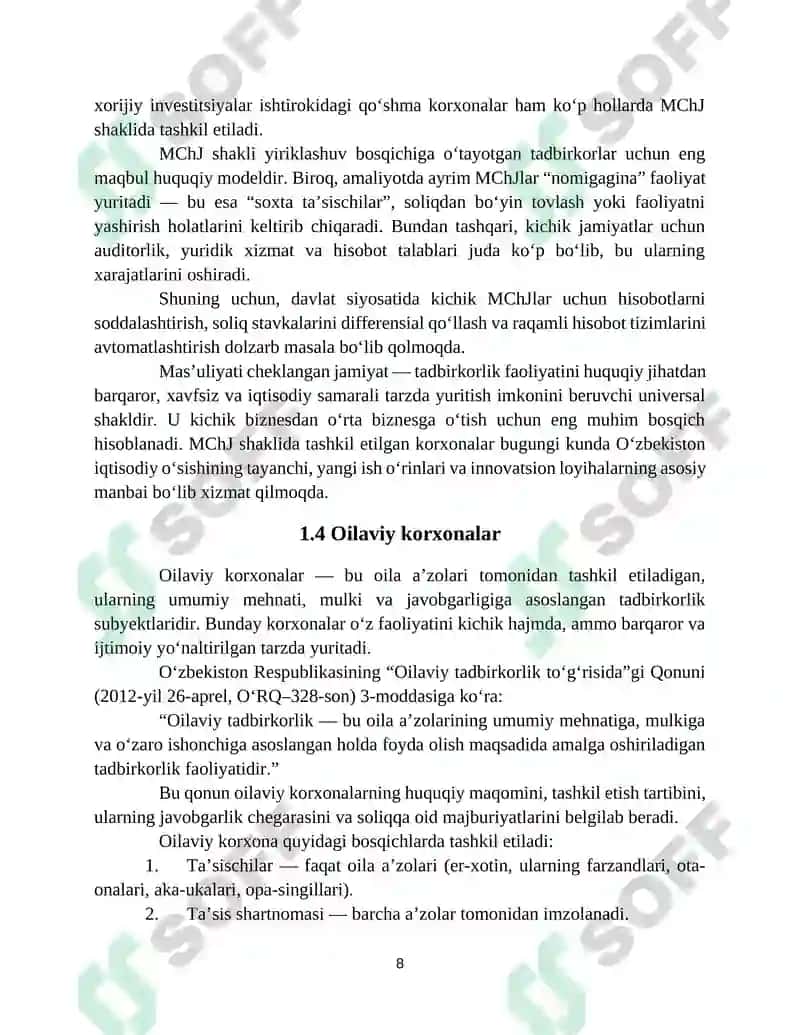 Kichik Biznesning Tashkiliy-Huquqiy Shakllari 8