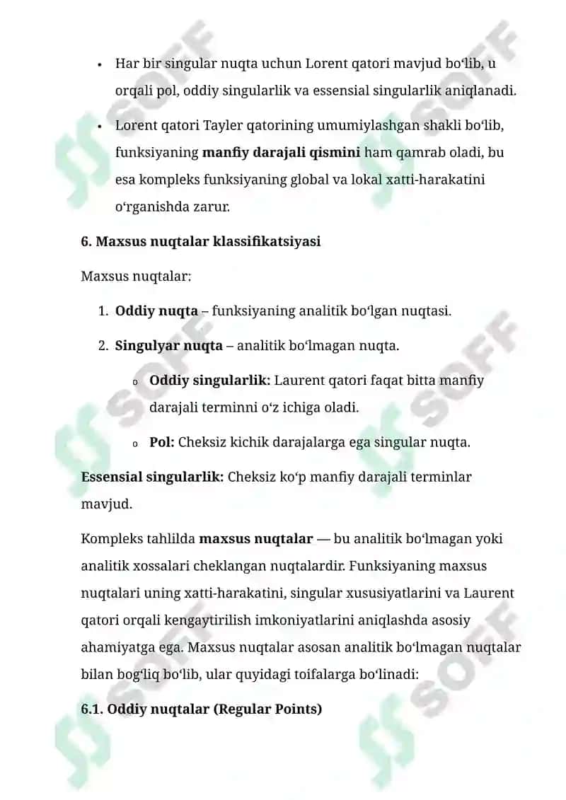 KOMPLEKS O‘ZGARUVCHILIK QATORLAR VA ANALITIK FUNKSIYALAR 8