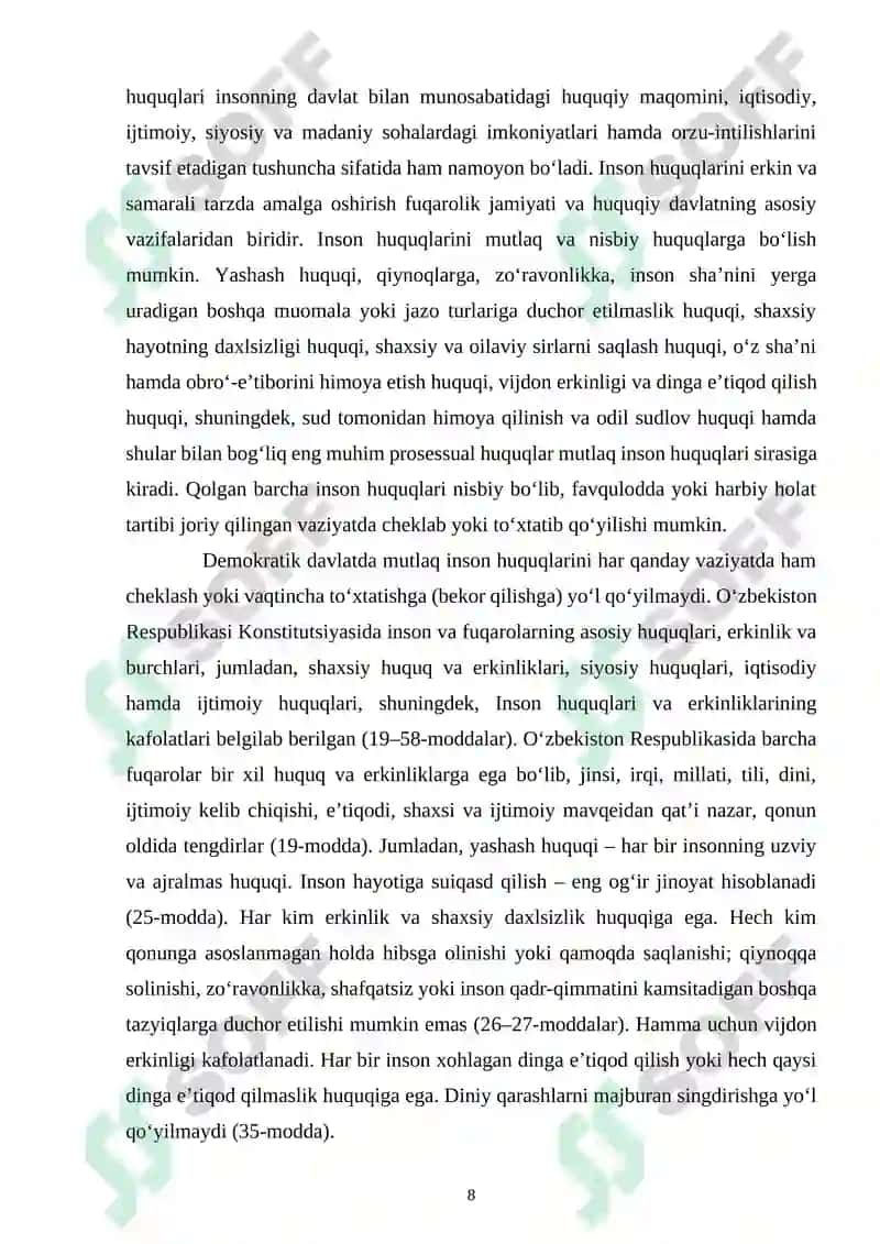Inson huquqlari toʻgʻrisidagi xalqaro BILL: tavsif va mundarija 8
