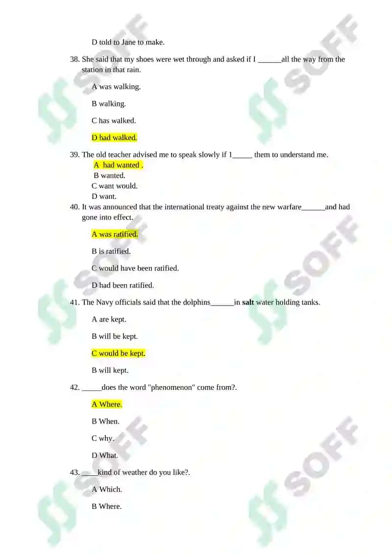 Verb Tenses Practice Questions 8