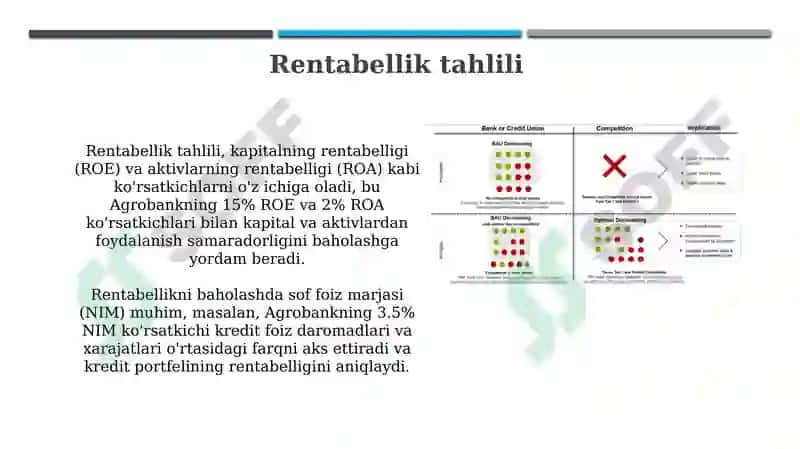 Agrobank (Kredit portfeli,foyda,risklar,raqamli xizmatlar) ma’lumotlarini iqtisodiy tahlil qilish 8