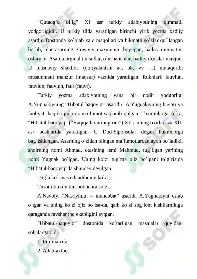 Yusuf Xos Hojibning ilmiy meroslari 8