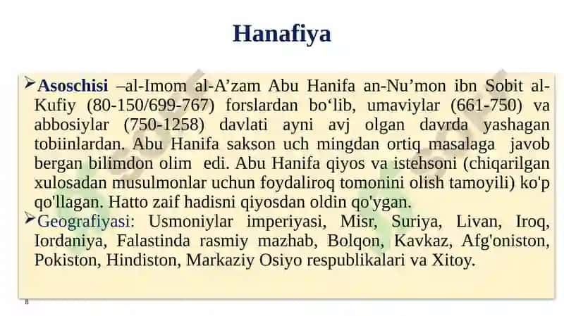 islomiy fiqhiy maktablar 8