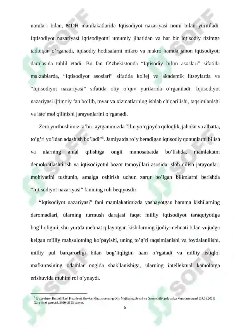 Iqtisodiyot nazariyasining fan sifatida shakllanishi va undagi asosiy ta’limotlar 8