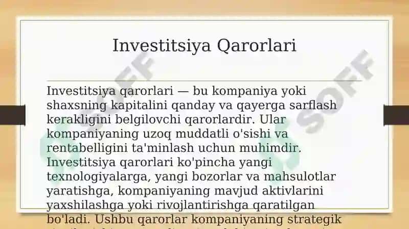 Dividendlar va Foydani Taqsimlash Qarorlari 8