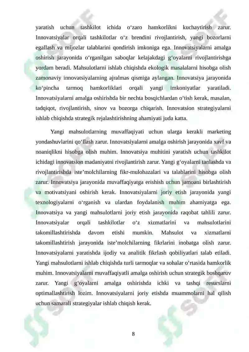 "Yangi mahsulot yaratish va innovatsiyalar" 8