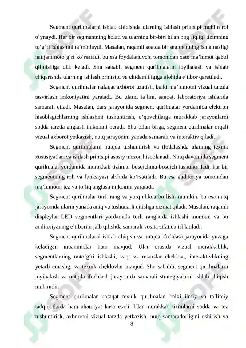 Oʻzbek tilida "Segment qurilmalar" tushunchasi va uni nutqda ifodalanishi 8
