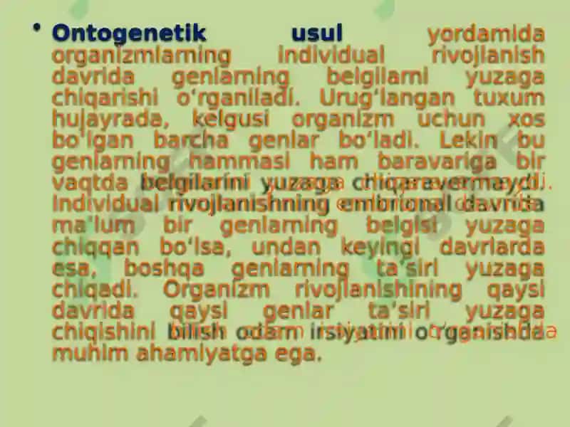 Umumiy genetika.Irsiyat vao‘zgaruvchanlik qonuniyatlari 8
