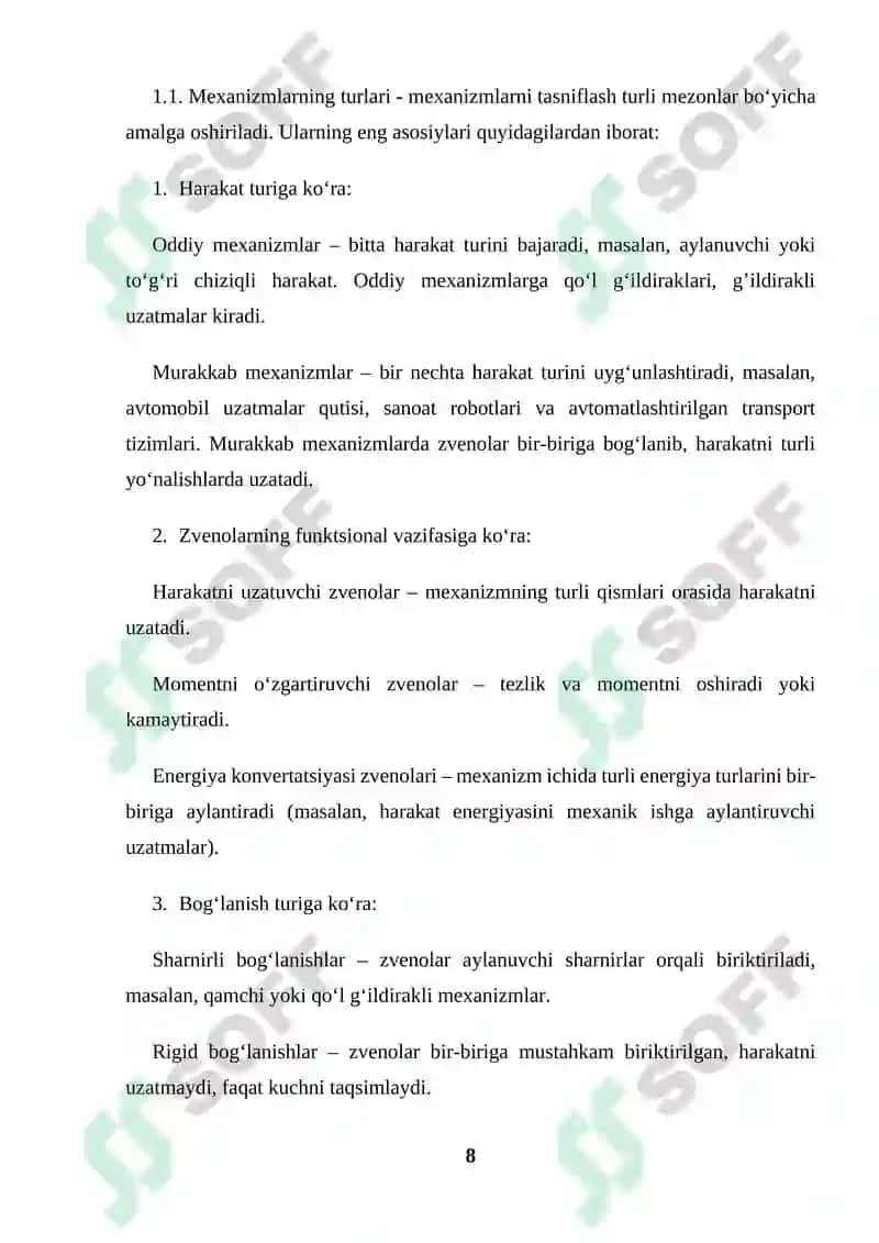 MEXANIZM ZVENALARIDAGI KUCHLARNI HISOBLASH kurs ishi 8