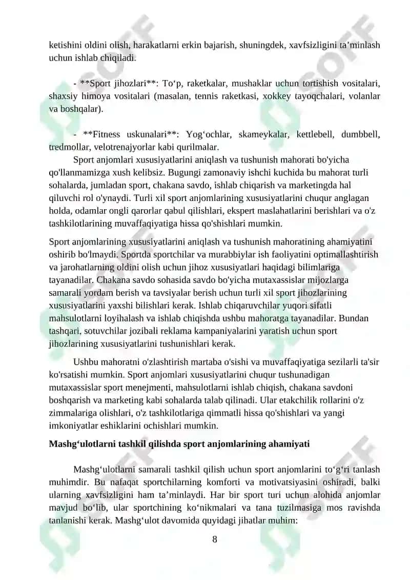 Sport anjomlaridan foydalanish bilan mashg‘ulotlarni tashkil qilish 8