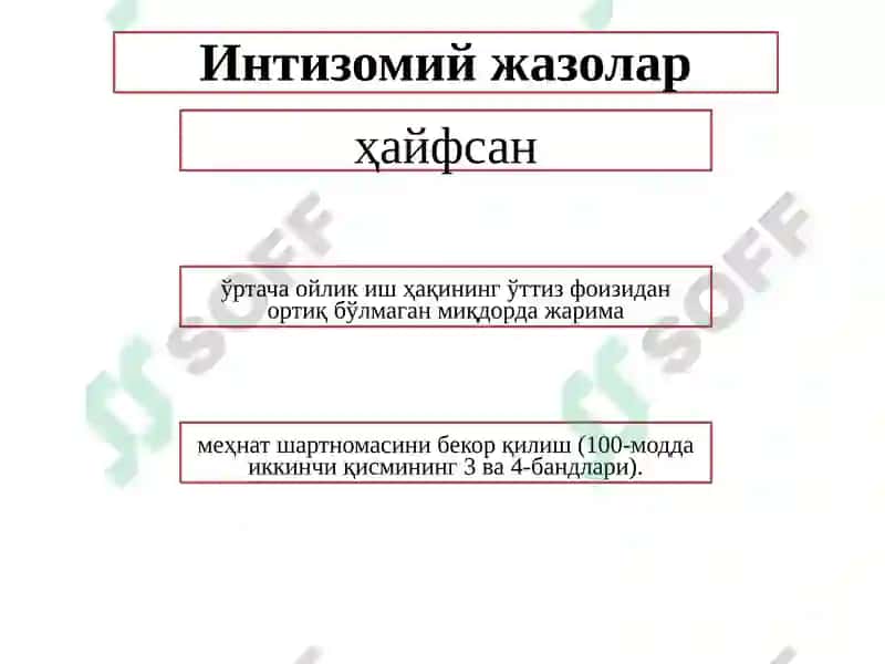 Меҳнат интизоми. Меҳнат шартномаси тарафларининг моддий жавобгарлиги 8