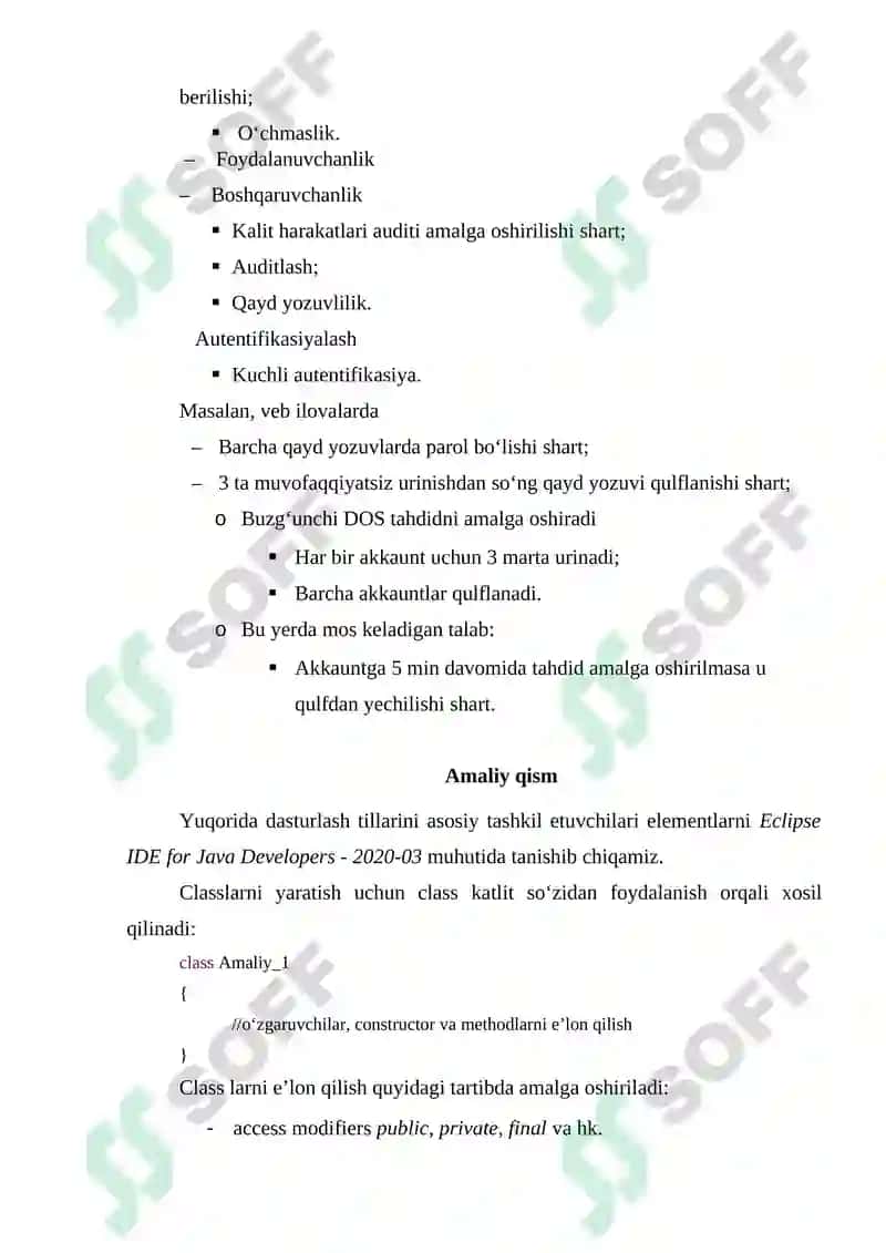 Dasturiy vositalarni ishlab chiqarishning hayotiy siklini amaliy tadbiqi 8