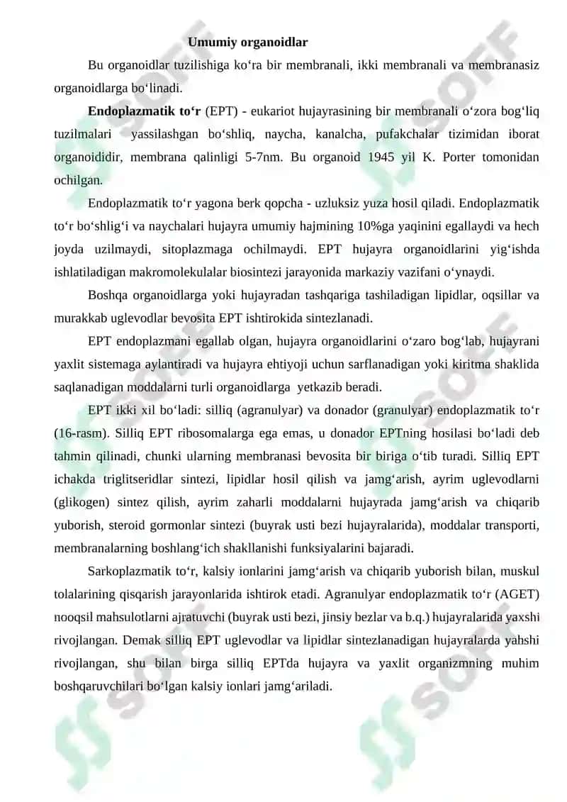 EUKARIOT HUJAYRALARNING ULTRASTRUKTUR TUZILISHI 8