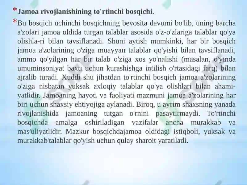 Jamoa tarbiya ob’yekti va sub’ekti sifatida.Tarbiyaningumumiymetodlari.Fuqarolik tarbiyasi. Mafkuraviy tarbiya 8