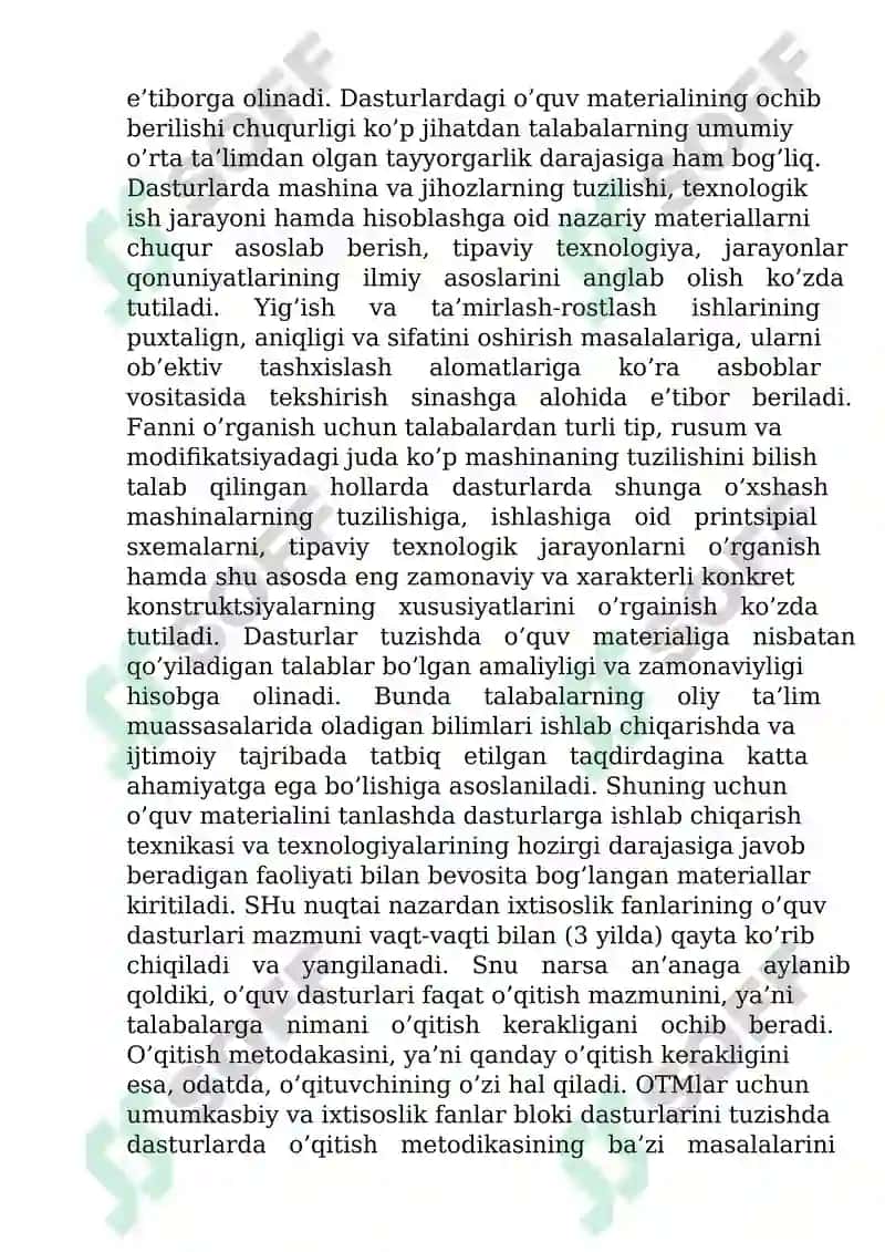 O'qitiladigan fan dasturlarini tuzish va fan o'qituvchilarga qo'yiladigan talablar 8