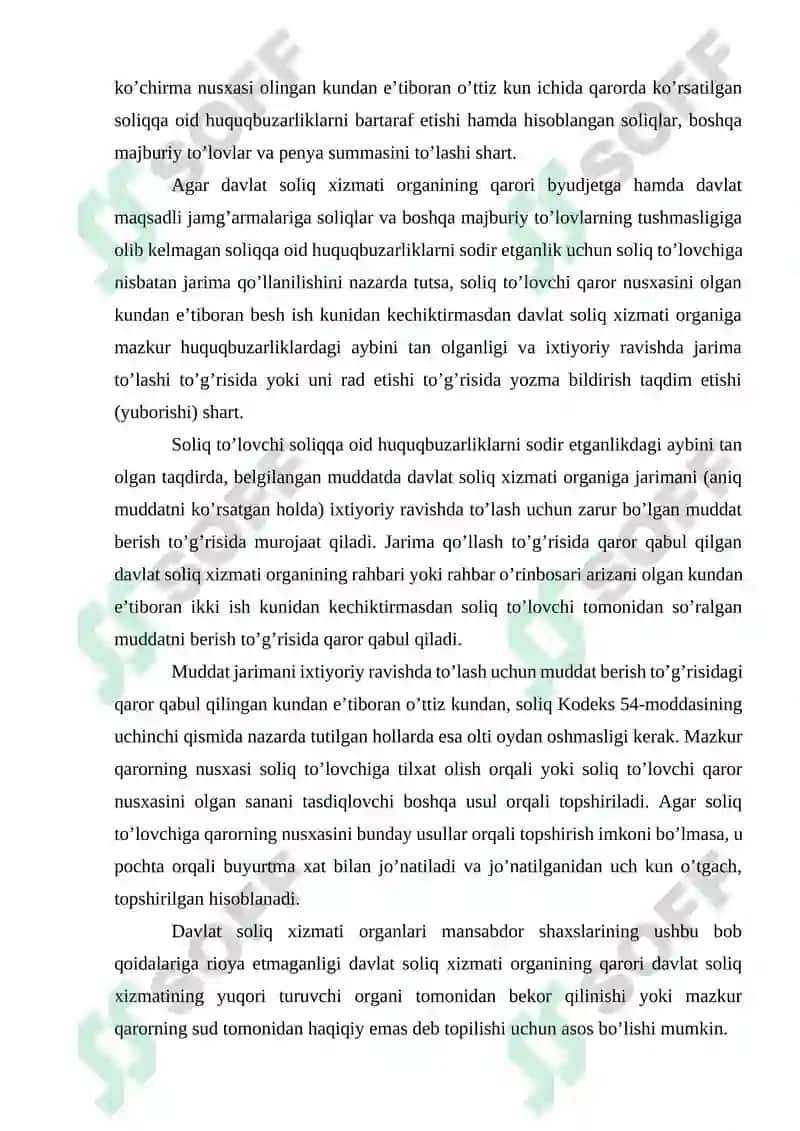Soliq tekshiruvlari natijalari va ularni rasmiylashtirish tartibi 8