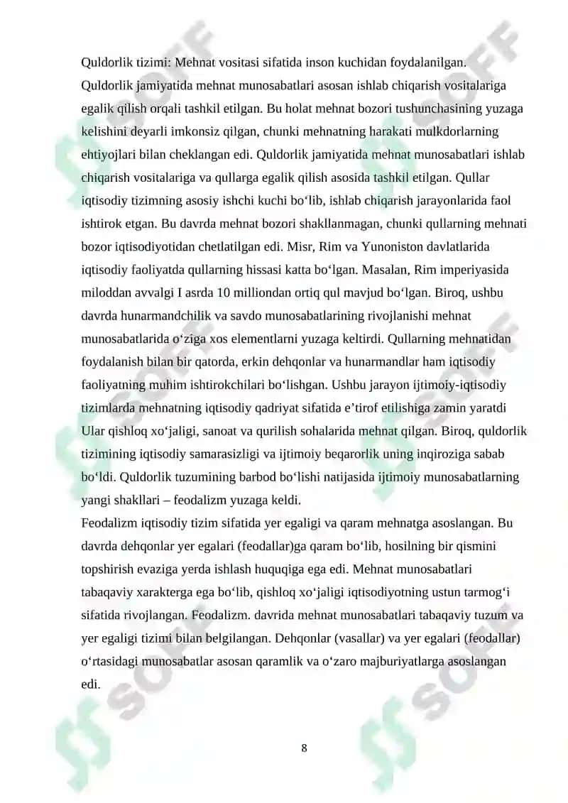 Oʻzbekiston  Respublikasida mehnat bozorining shakllanishi va ishsizlikning oʻziga xos xususiyatlari 8