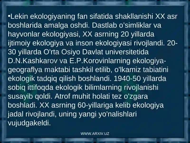 BIOSFERA VA UNING CHEGARALARI 8