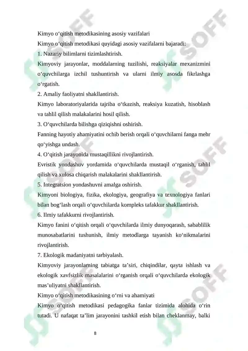 Kimyo o’qitishning umumiy metodlari 8