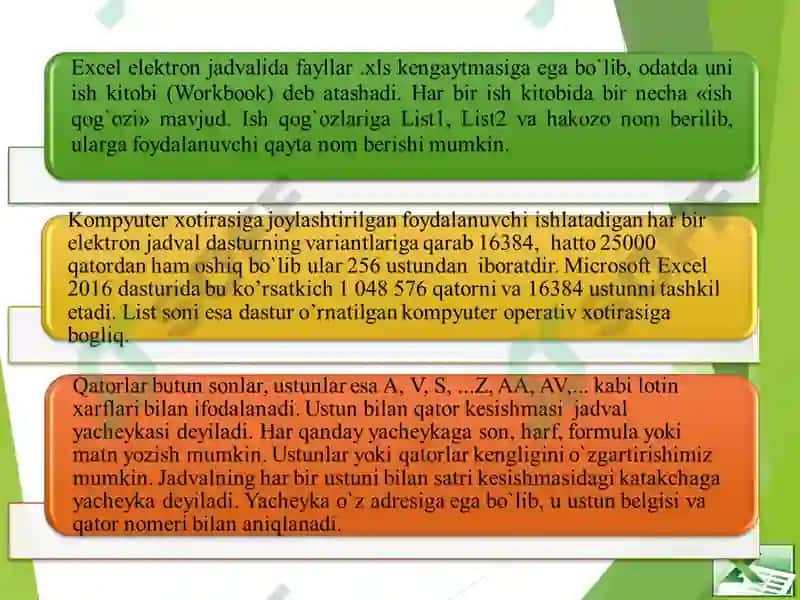 IQTISODIY MASALALARNI YECHISHDA JADVAL MUHARRIRLARIDAN FOYDALANISH 8