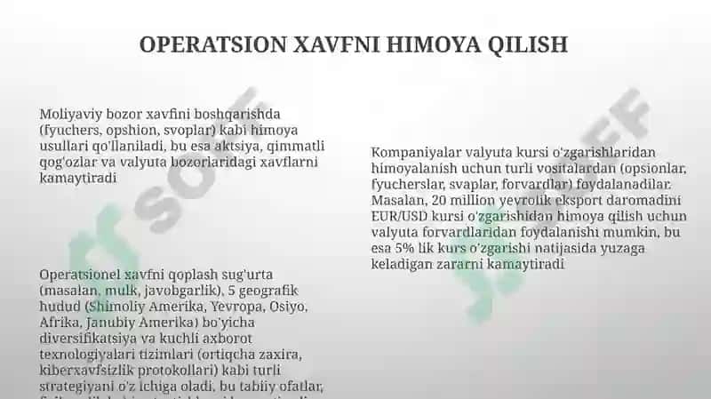 Hedjirlash va moliyaviy bozor risklarini boshqarish 8