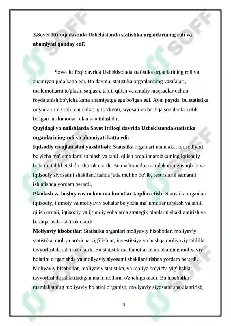 Mamlakatda statistika organi rivojining tarixiy bosqichlari 8