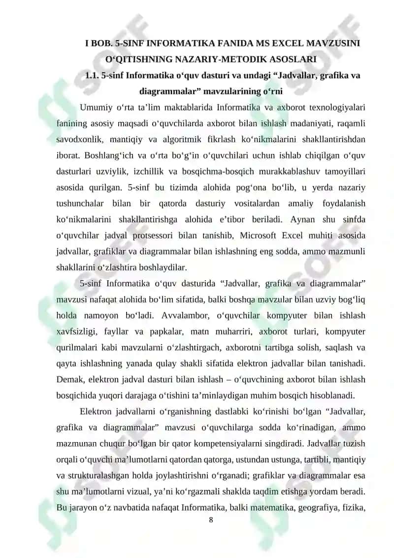 Jadvallar yaratishda Microsoft Excel dasturidan foydalanish. Grafika. Diagramma va unga maʼlumotlar kiritish 8