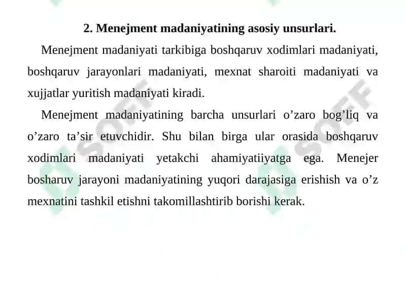 Menejment madaniyat tushunchasi va uning darajasi 8