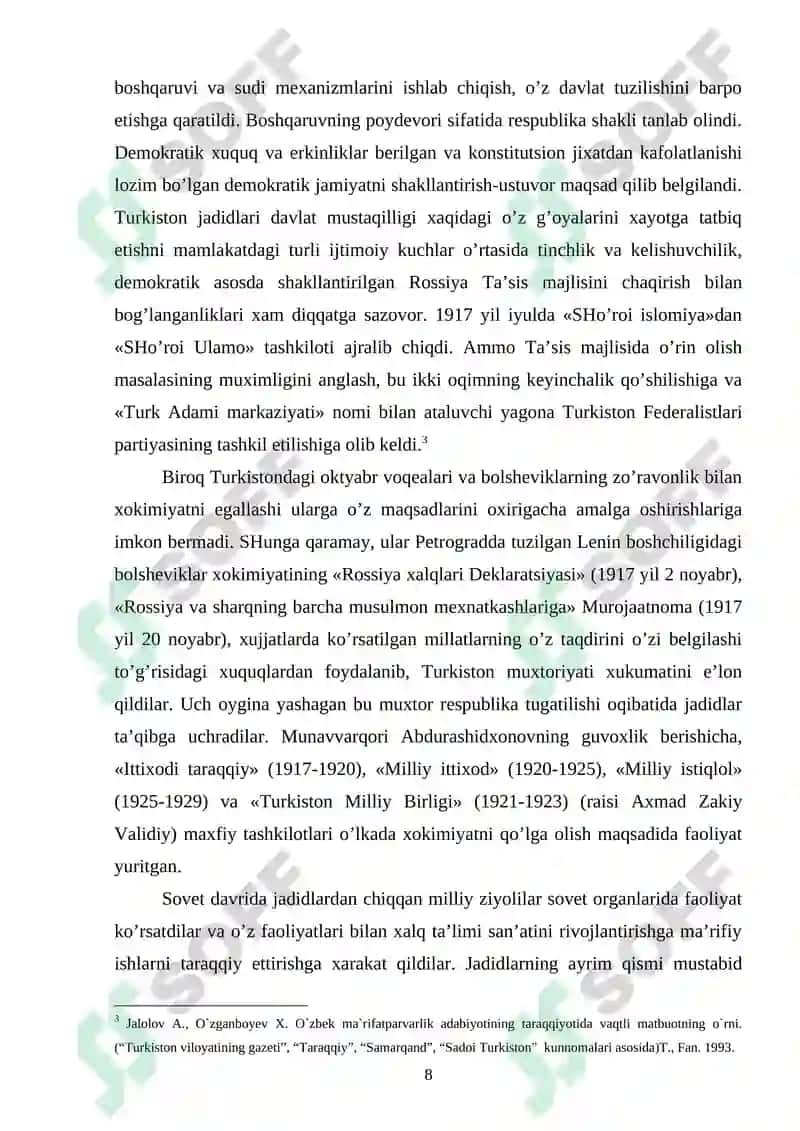 “Jadidchilik harakatining vujudga kelishidagi tarixiy shart-sharoitlar” 8