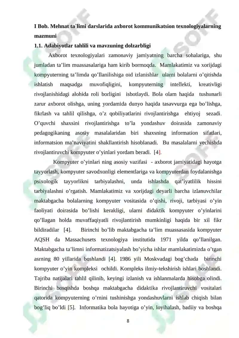 “MEHNAT TA’LIMI DARSLARIDA QISHLOQ XO’JALIK MASHINALARINI O’RGATISHDA DASTURIY VOSITALARDAN FOYDALANISH”MЕHNAT TA’LIMI DARSLARIDA QISHLOQ XO’JALIK MASHINALARINI O’RGATISHDA DASTURIY VOSITALARDAN FOYDALANISH 8