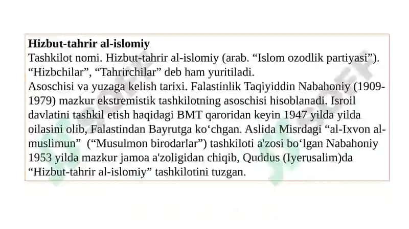 DINIY FUNDAMENTALIZM, RADIKALIZM VA TERRORIZMNING TARIXI VA YO`NALISHLARI 8