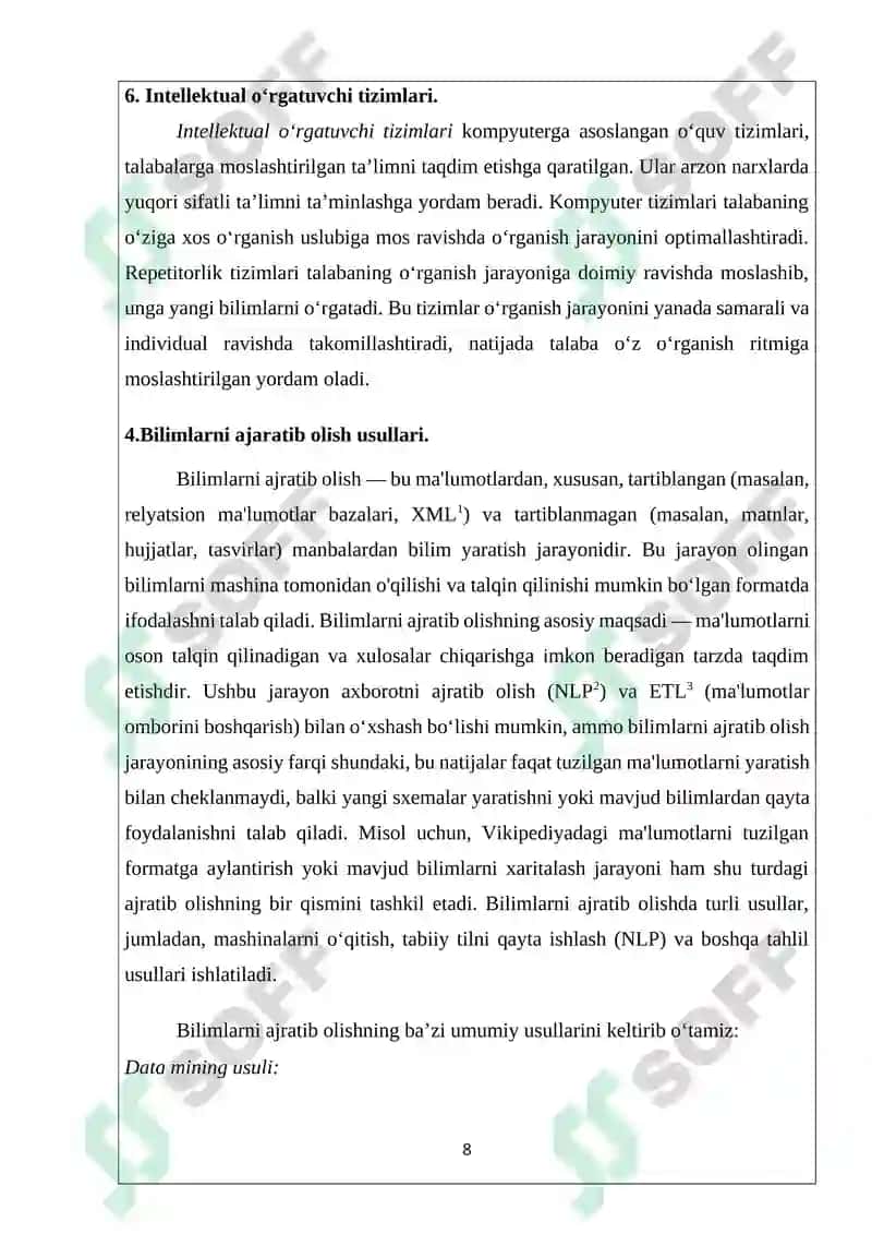 Bilimlar bazasi va bilimlarni taqdim etish modellari (produksion modeli asosida) 8