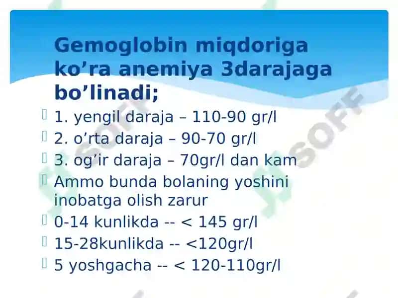 Bolalarda qon yaratish a’zolarini jarohatlanish semiotikasi va sindromlari 8