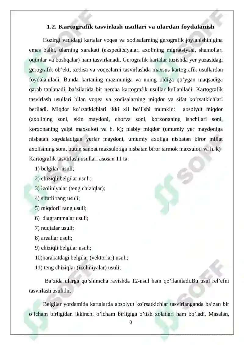 IQTISODIY KARTALARDA TASVIRLASH USULLARINING QO’LLANILISHI 8