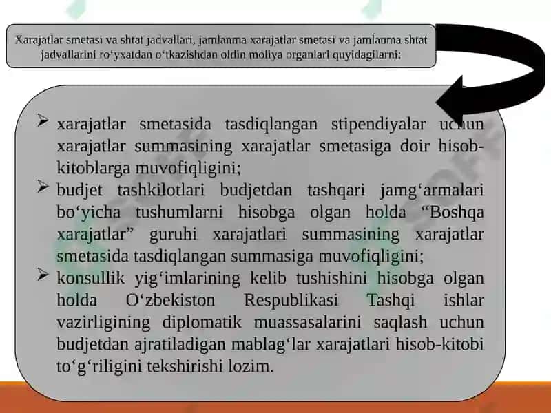 Byudjettashkilotlari xarajatlar smetasini rejalashtirish va byudjetdan moliyalashtirishdagi moliyaviy nazorat 8