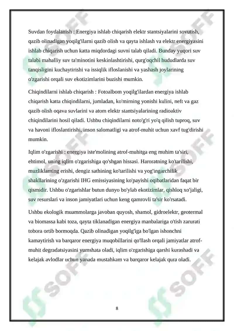 ALTERNATIV ENERGIYANING ZARURIYATI 8