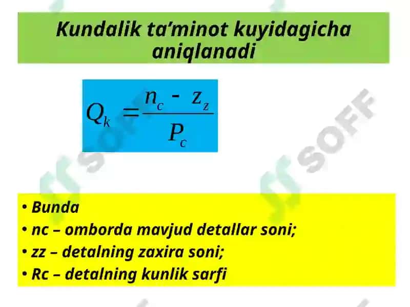 Mavzu 8: MASHINALARDAN FOYDALANISHDA MATERIAL TEXNIK TA'MINOT 8